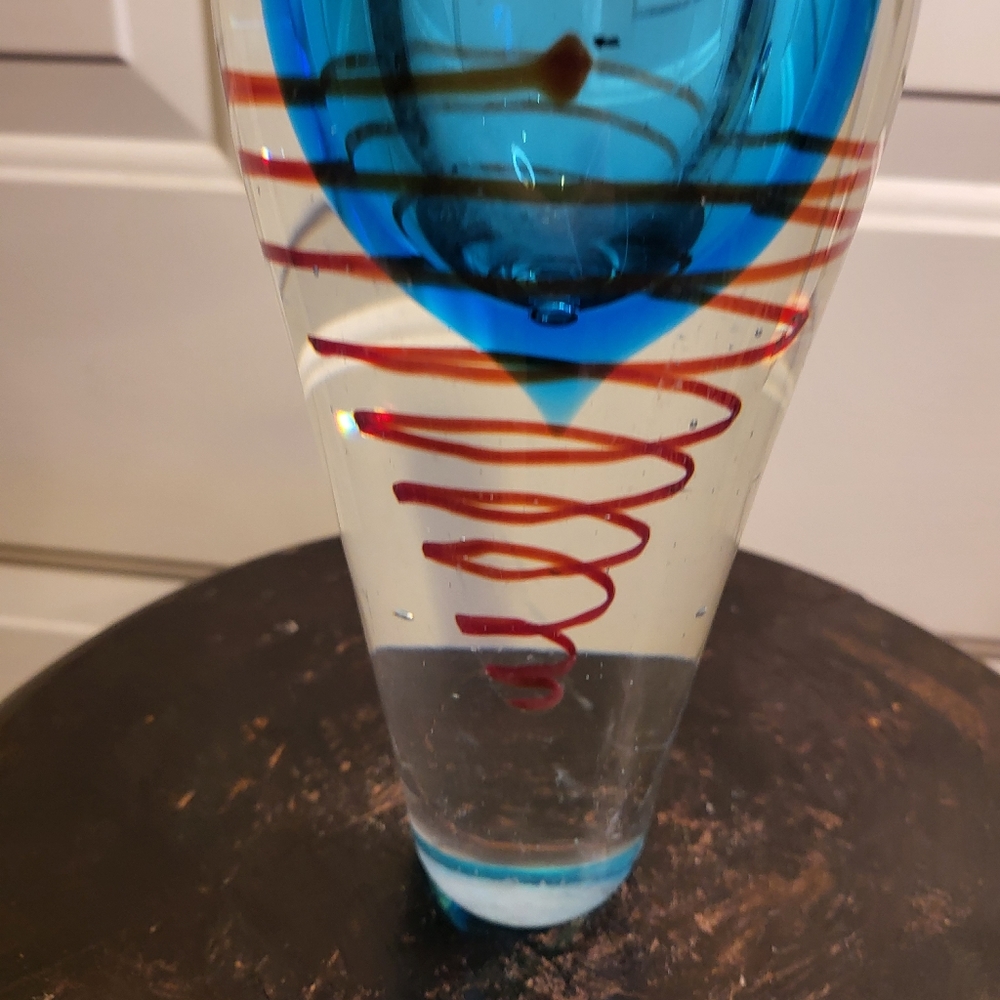 Vintage Hand  Blown Heavy Murano Style Glass Vase - Picture 9 of 11